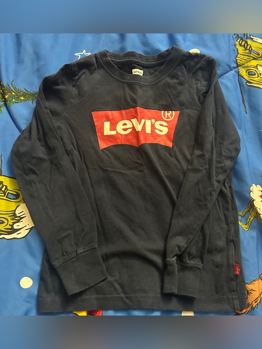 Levi's Navy Long-Sleeve Tee with Red Logo